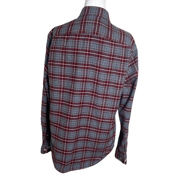Untuckit Shirt Mens Slim Fit Flannel Red Gray Plaid LS Button Up Cabero Medium - Picture 2 of 10